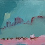 Puisto Lontoossa (2014), Acrylic and oil colour on MDF board, 15 x 15 cm