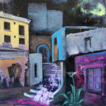 Aamun laskeuma (2018), Acrylic and oil colour on canvas, 100 x 79,5 cm