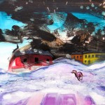 Viimeinen parkkipaikka (2018), Acrylic and oil colour on canvas, 59,5 x 64 cm